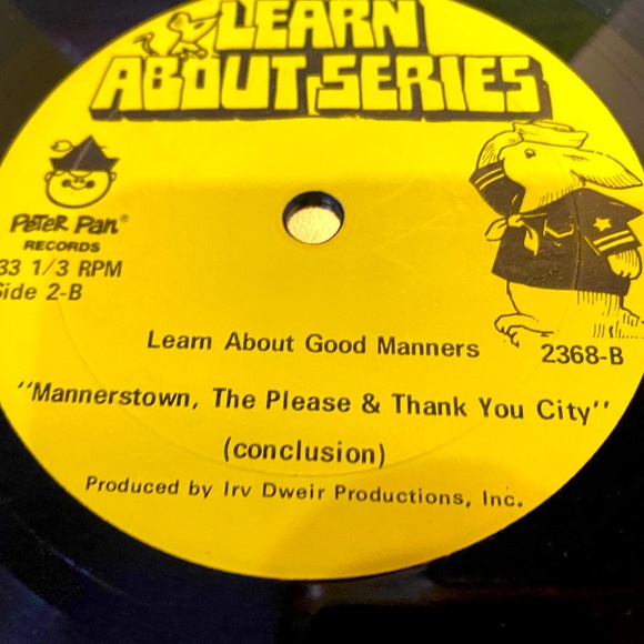 PETER PAN RECORDS VTG 60s ABOUT GOOD MANNERS VINYL RECORD LITTLE LP 2368 7” - Picture 7 of 10
